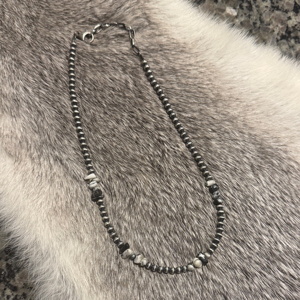 Elegant Silver and Black Beaded Necklace